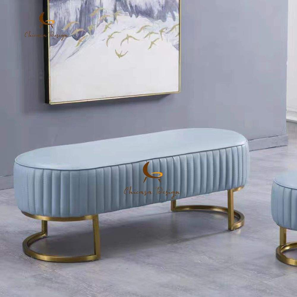 Nordic Commercial Velvet Shoe Changing Stool Home Long Sofa Bench Bed End Stool Ottoman