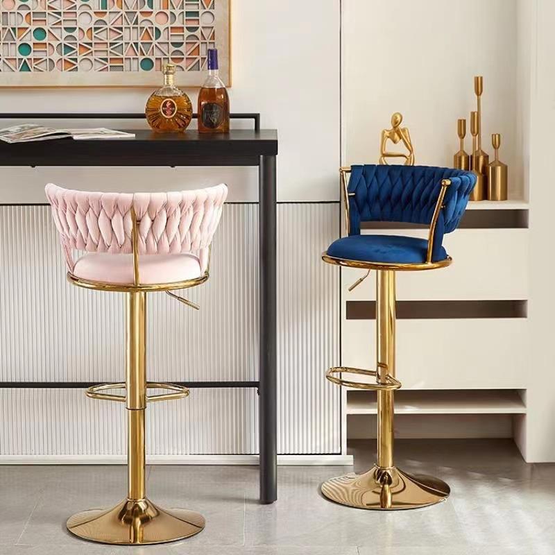 Modern Light Luxury Stainless Steel Adjustable Height Rotatable Stool High bar Chair